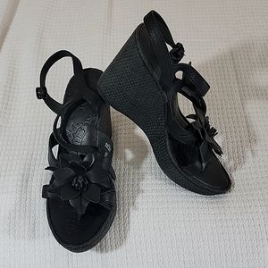 Born Black Wedge Sandals US Women's Size 10 Euro Size 42 GUC